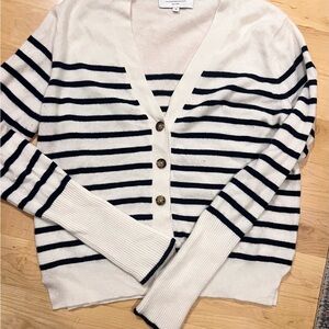 La Ligne Lean Lines Cardigan - Cream/Navy